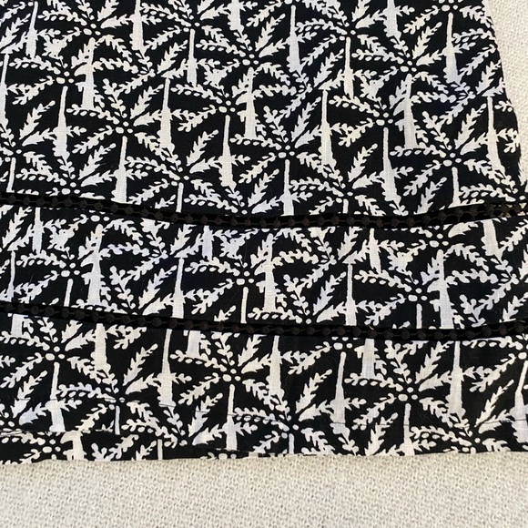 Vineyard Vines Linen Shift Dress Palm Print Black White Size 8 Lined Resort Prep - Picture 5 of 13